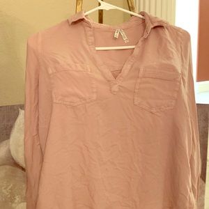Juniors long sleeve pink blouse